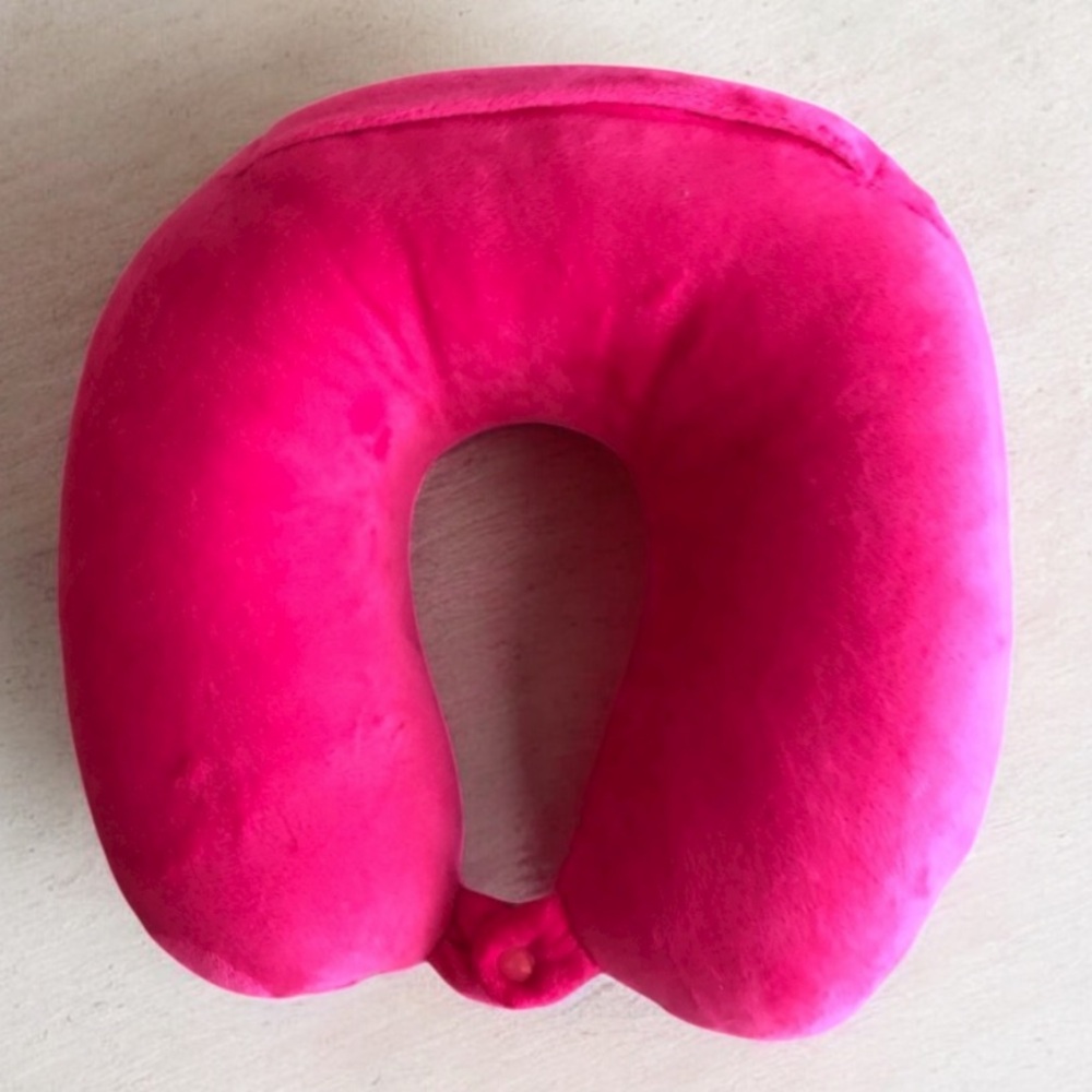 Travel Airplane Neck Pillow Hot Pink Head Support Adult Size NWOT